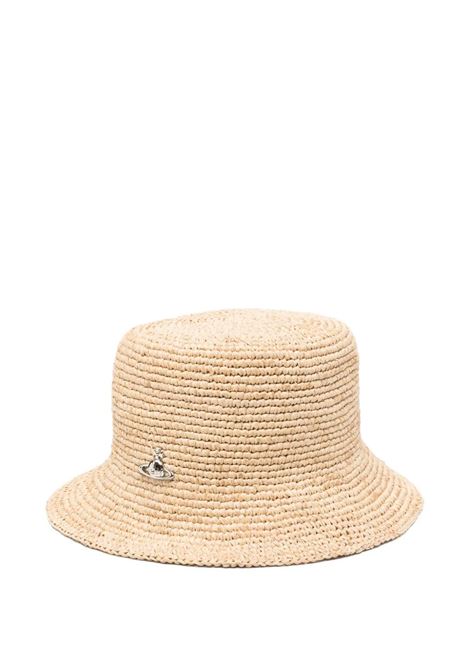 rafia bucket hat woman beige VIVIENNE WESTWOOD | 81020009-K005NC401